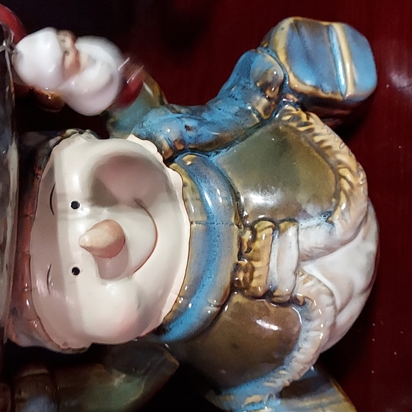 Ceramic Snowman w/Candy Dish 7 1/4 inches H x 7 3/4 inches W. Multicolors - Picture 6 of 12